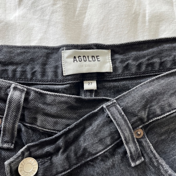 agolde black wash criss cross denim shorts - Picture 2 of 2
